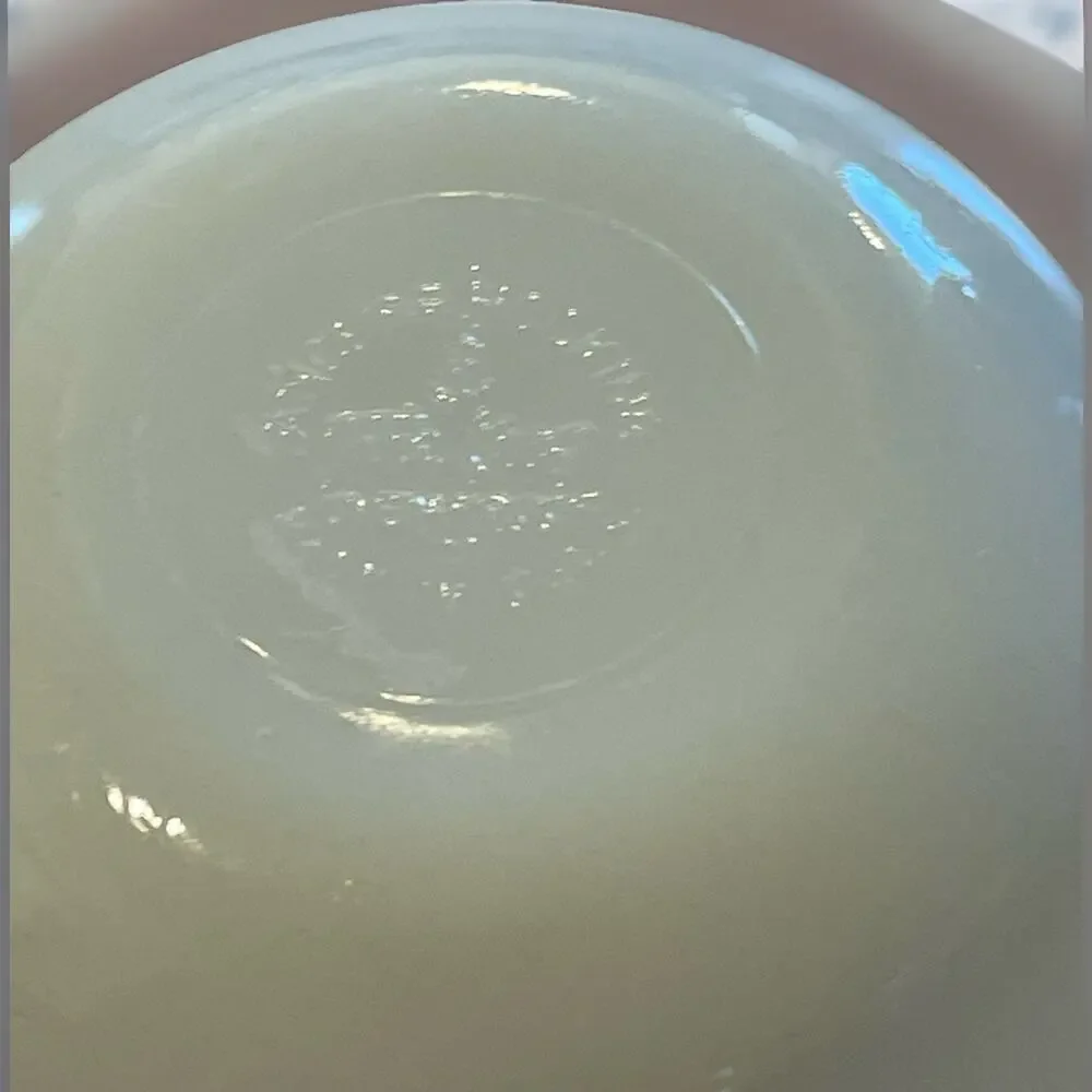 Vintage White Glass Bowls Set of 6 - 1 Green Floral + 5 Plain - Pyrex